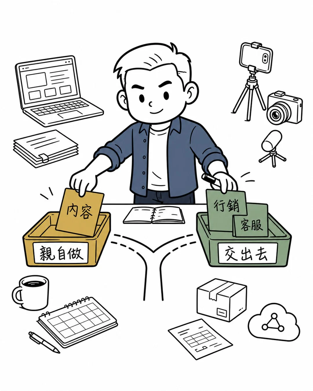 二選一分流／取捨概念插畫參考
